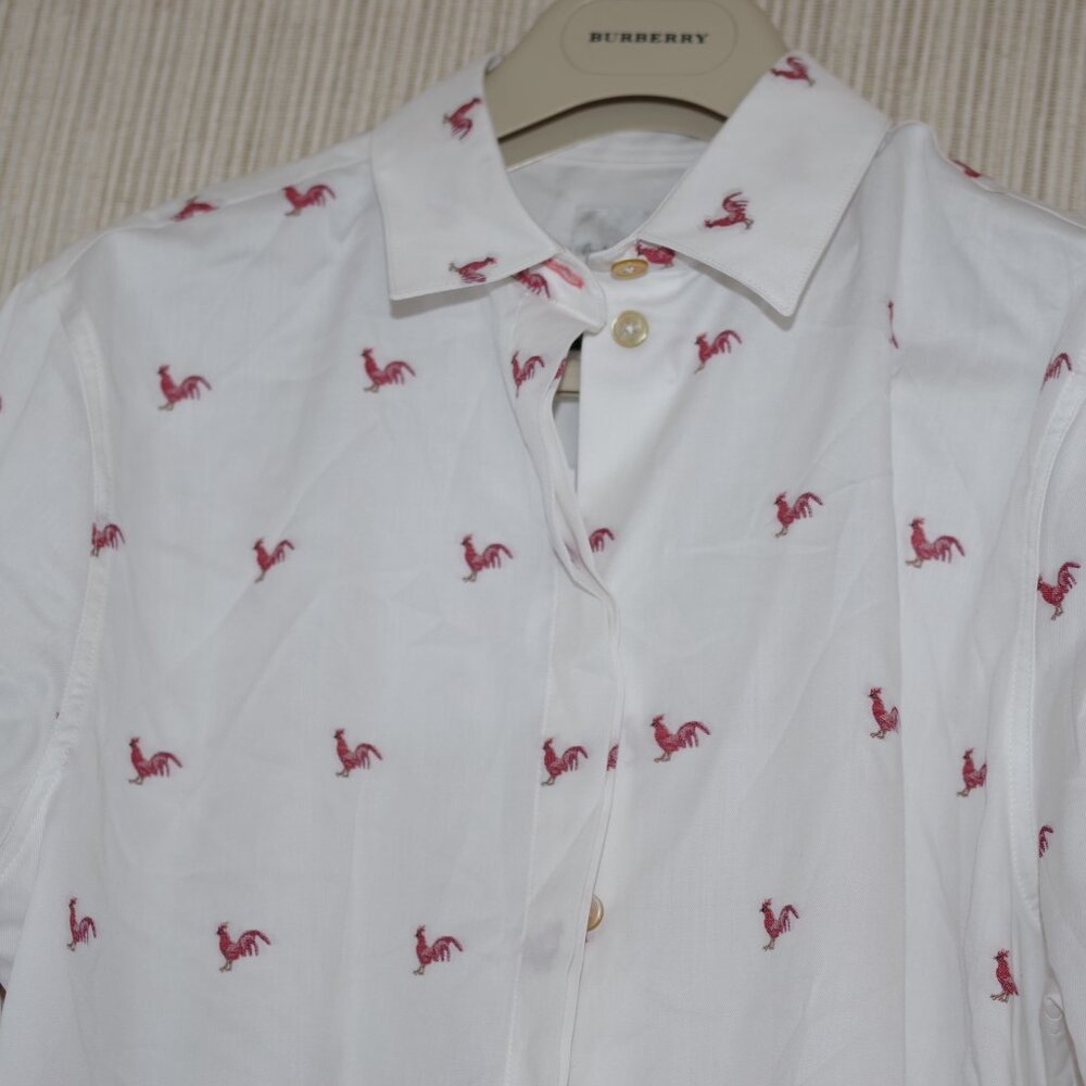 NWT Paul Smith  Cotton White chicken print women Long Sleeve Size:44